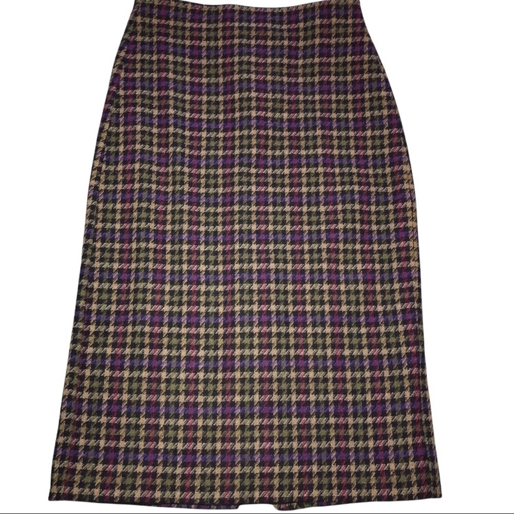 Vintage 100% Wool Tartan Plaid Pencil Skirt Size 4